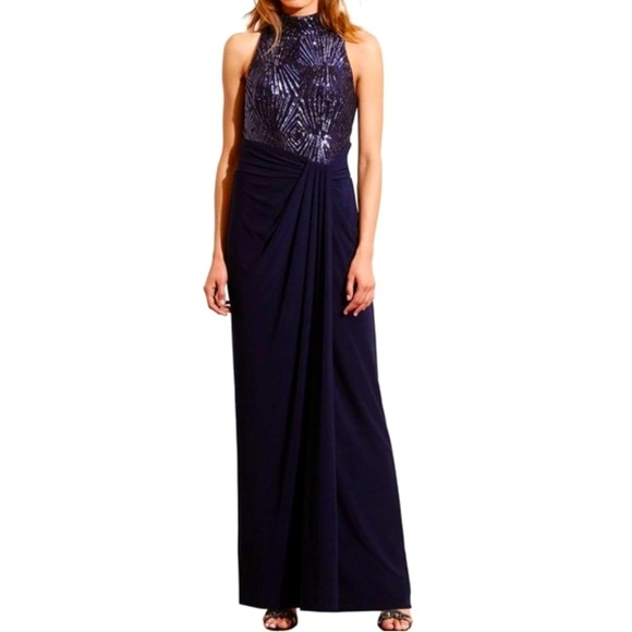 Ralph Lauren Dresses & Skirts - NEW Ralph Lauren blue navy Maxi dress sequin formal gown